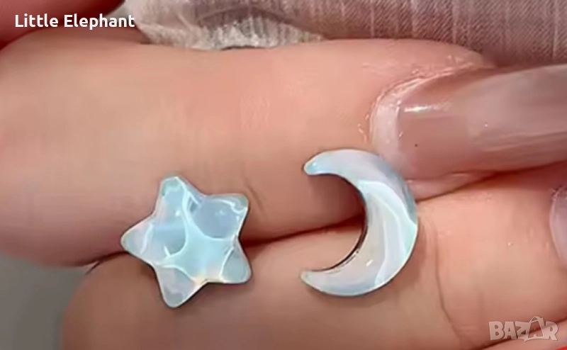 Сребърни обеци Aurora Star moon,колекция"Christmas gifts"/нови, снимка 1