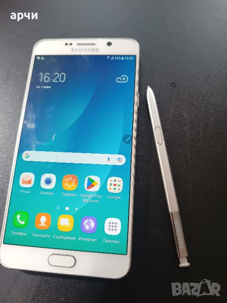 Мобилен телефон Samsung Galaxy N920cd  Note 5 32 GB SAMSUNG GALAXY NOTE 5 DUOS 32GB 4G LTE SILVER (S, снимка 1