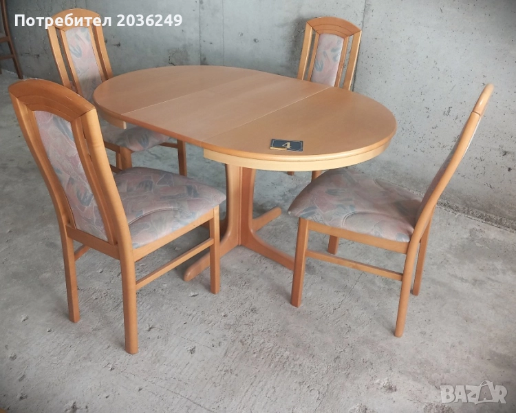 Комплект масивна разтегателна маса с 4 стола, снимка 1
