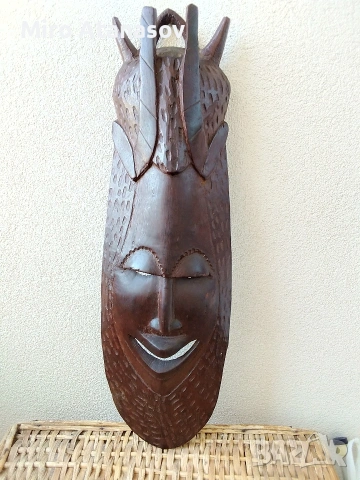 Много голяма 67 см. Африканска дървена маска, снимка 2 - Антикварни и старинни предмети - 53916230