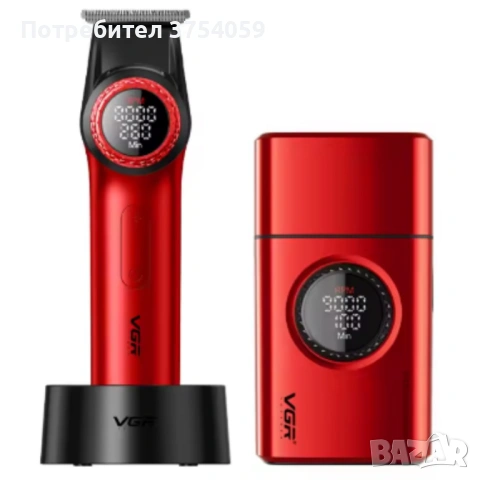 Професионален комплект 2в1 VGR – Машинка за подстригване + електрическа самобръсначка с Led дисплей, снимка 6 - Машинки за подстригване - 53099345