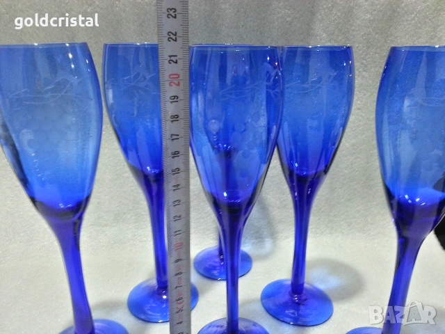 стари стъклени чаши цветно стъкло , снимка 4 - Антикварни и старинни предмети - 53138323