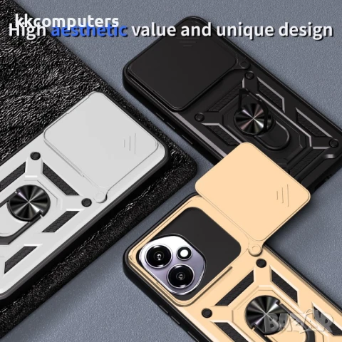 Honor 400 Удароустойчив PC + TPU Калъф с Поставка и Плъзгащ Капак за Камера и Протектор, снимка 12 - Калъфи, кейсове - 50467601