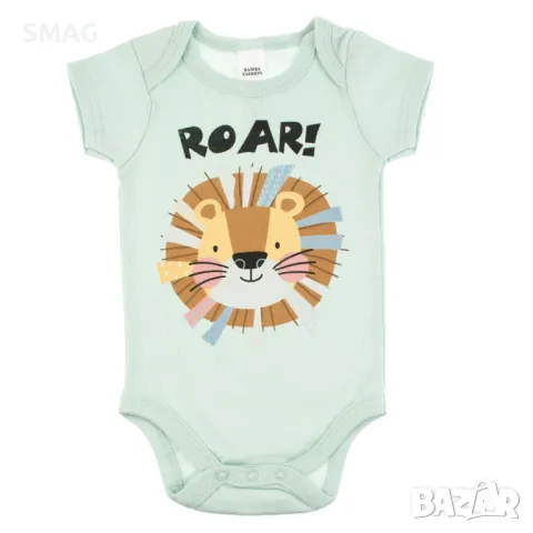 Бебешко боди Памучно с къс ръкав ментов цвят с лъв S_1233519