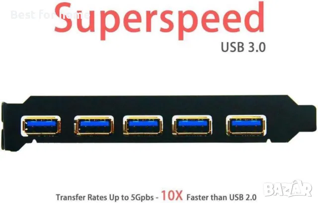 PCI-E към USB 3.0 5-портова PCI Express разширителна карта, снимка 4 - Друга електроника - 50325170