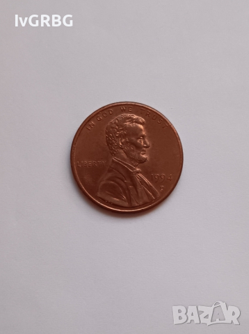 1 цент САЩ 1994 ( 2 ) , 1 цент 1994 Американска монета Линкълн 2, снимка 2 - Нумизматика и бонистика - 44995166