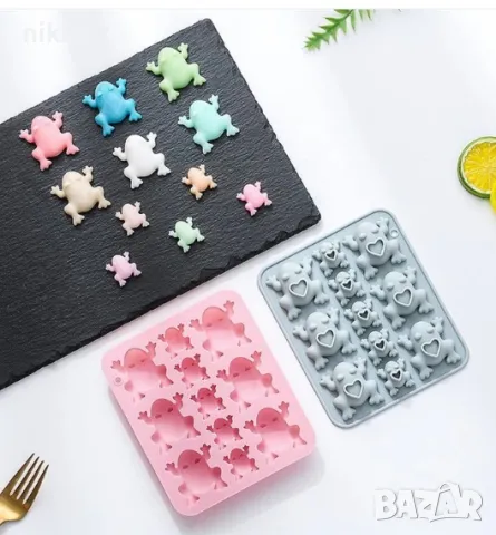 11 жаби жаба малка голяма силиконов молд форма фондан шоколад гипс фондан сапун , снимка 5 - Форми - 47932930