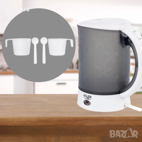Електрическа кана Adler AD1268, 600W, 0.6l, сив, 2 ГОДИНИ ГАРАНЦИЯ