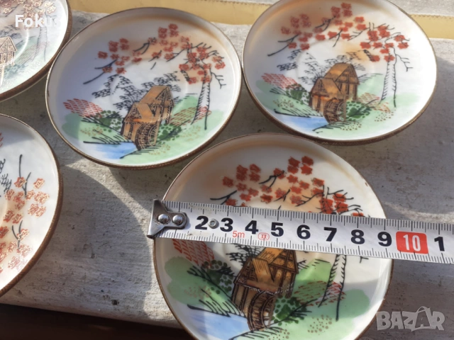 Чинийки порцелан Kutani Япония - 5бр., снимка 5 - Антикварни и старинни предмети - 53353996