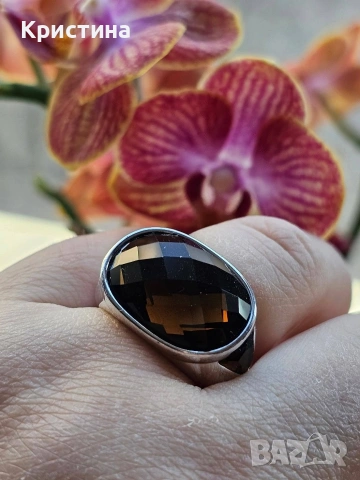 Марков сребърен комплект с Опушен кварц, снимка 4 - Колиета, медальони, синджири - 53906075