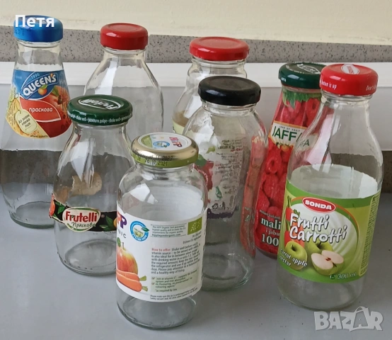 Стъклени бутилки за сок, снимка 2 - Буркани, бутилки и капачки - 53366141