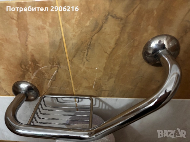Чисто нова ъглова поставка за баня с дръжка – хром