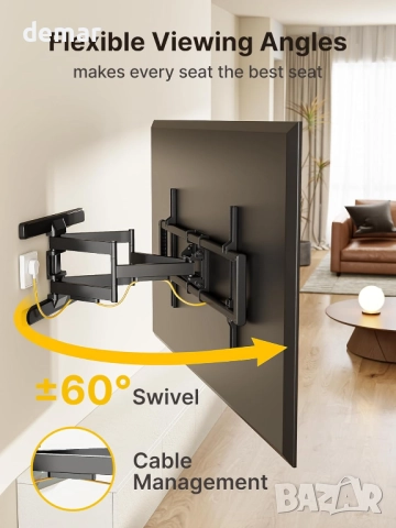 Стенен монтаж за телевизор monTEK за телевизори 43"–95", до 60 кг, снимка 6 - Стойки, 3D очила, аксесоари - 52404261