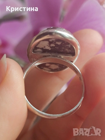 Сребърен пръстен с Конски Яспис, снимка 3 - Пръстени - 54015859