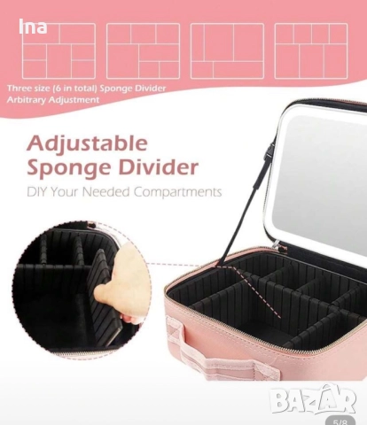 Козметична чантичка с лед огледало три цвята, снимка 4 - Декоративна козметика - 52872386