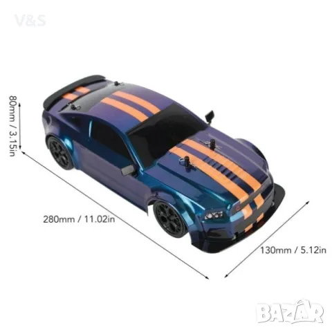 КОЛА С ДИСТАНЦИОННО УПРАВЛЕНИЕ IBLIVER, GT RC DRIFT CAR, МАЩАБ 1:14 С LED СВЕТЛИНИ, 4WD, снимка 11 - Коли, камиони, мотори, писти - 49082998