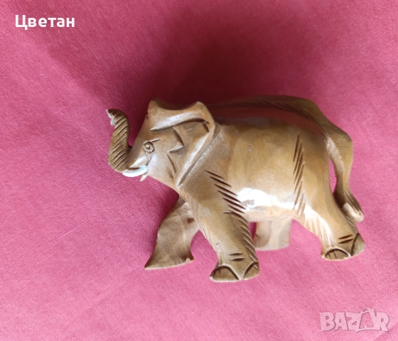 късметлийска фигурка слонче дърворезба, снимка 2 - Статуетки - 52691877