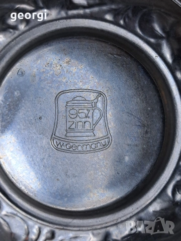 немска халба с ловни мотиви и калаен похлупак 31/3, снимка 5 - Колекции - 53724234