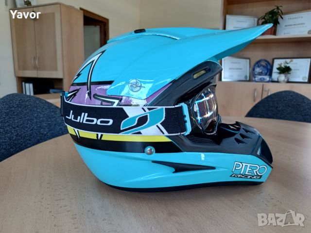 каска за мотокрос Ptero racing комплект с очила маска Julbo, снимка 1 - Аксесоари и консумативи - 46672012