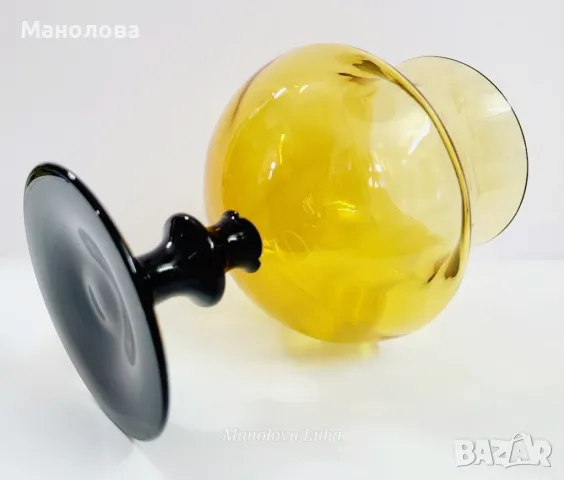 Кехлибарена ваза/бокал Empoli Art Glass Италия., снимка 6 - Колекции - 49366774