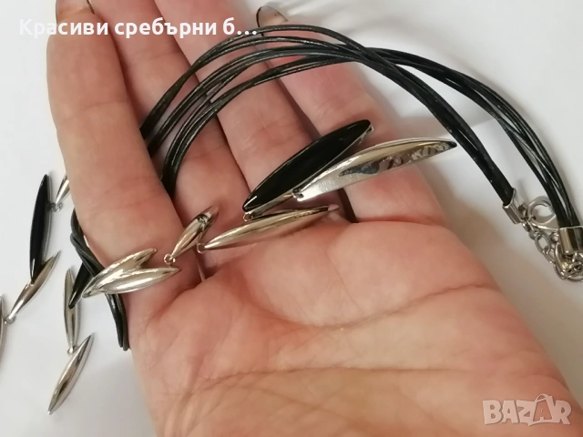  Fossil комплект колие и обици, кожа и стомана, снимка 2 - Бижутерийни комплекти - 53635909