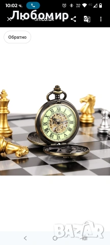 Джобен часовник TREEWETO, мъжки, механичен, с двоен капак, изцяло метален, алхимик, скелет 