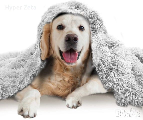 Меко плюшено одеяло за куче или котка, домашен любимец 100x75 см сиво