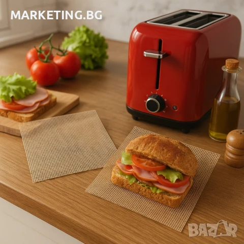 Мрежа за тостер, за сандвич 2бр. NoStik, 14x34см., до 260°, кафяв, в плик, снимка 5 - Други - 50457506