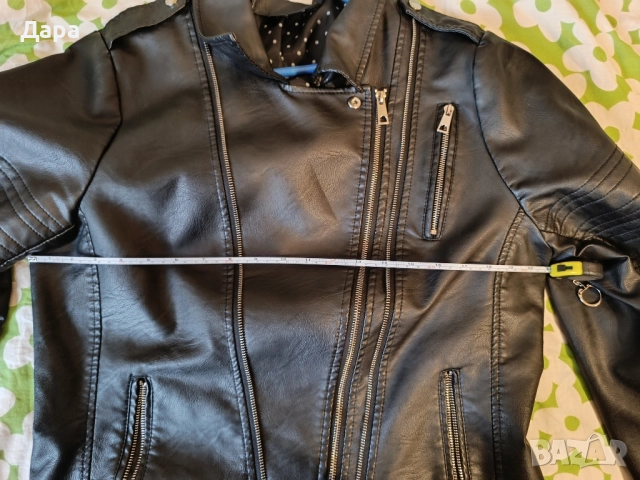 черно дамско кожено яке 42 N, снимка 11 - Якета - 52500725