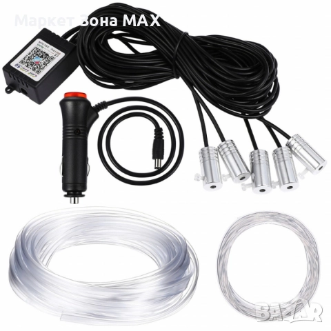  RGB LED осветление за интериор на автомобил с Bluetooth управление и музикален режим A6139, снимка 3 - Аксесоари и консумативи - 52934003