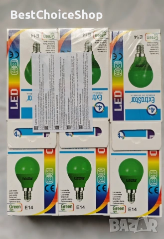 6 бр.LED крушки EXTRASTAR зелена светлина, E14, 4W 