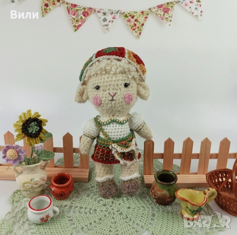 Агънце плетена играчка, играчка ръчна изработка, овца играчка