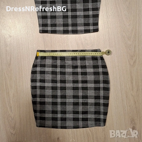 Дамски кариран комплект - пола и потник S, снимка 5 - Комплекти - 54259086
