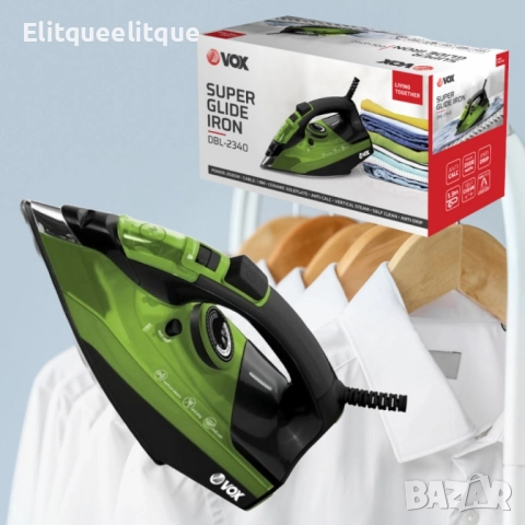 Парна ютия VOX DBL-2340, 2500W, Керамична плоча, Йонизация, кабел 1.9м, снимка 3 - Ютии - 52295133