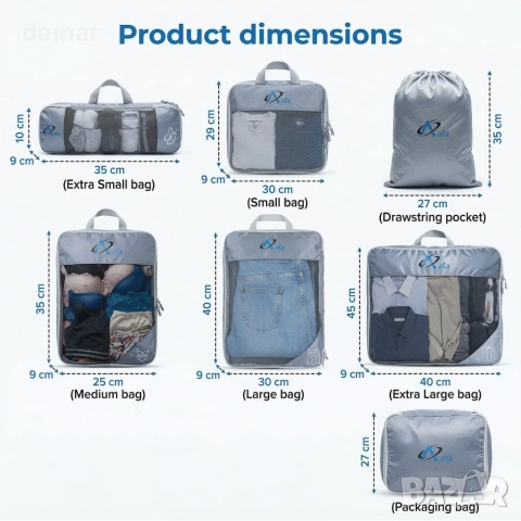 Компресионни опаковъчни кубчета Aafa за куфари, комплект от 7 ултралеки опаковъчни кубчета, снимка 2 - Други стоки за дома - 53934776