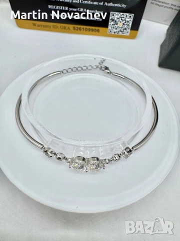 Сребърна гривна с мойсанит (Диамант) 1 карат, снимка 5 - Гривни - 53039861