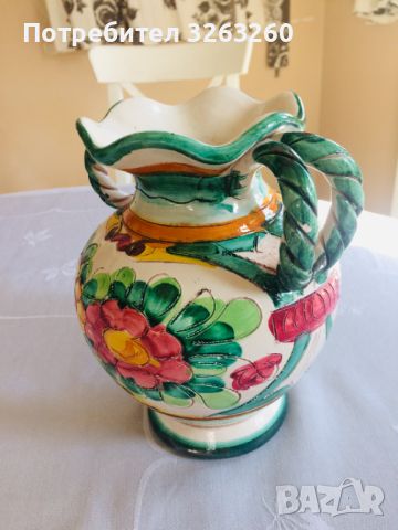 Красива винтидж ретро италианска ваза майолика, снимка 3 - Вази - 45491973