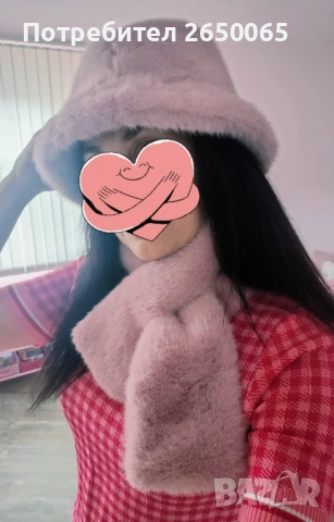 Нов розов комплект шапка с шал!