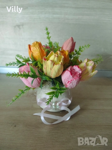 Букет от керамични цветя , снимка 2 - Декорация за дома - 53718029