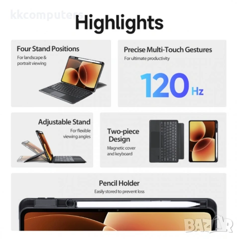 DUX DUCIS Кожен Калъф с Bluetooth Клавиатура и Тъчпад за Xiaomi Pad 8 Pro / 8 / 7 Pro / 7 - Магнитна, снимка 4 - Калъфи, кейсове - 53072056