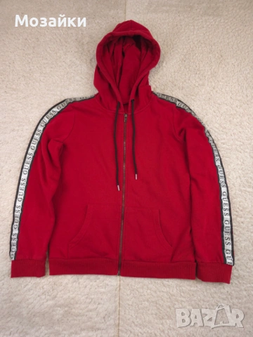 GUESS Zip Hoodie / Logo Tape Streetwear (M) – MSRP €120