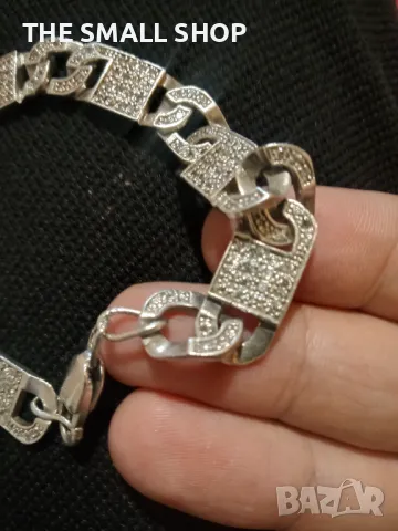 Масивна сребърна гривна с циркони сребро 925, снимка 14 - Гривни - 47855936