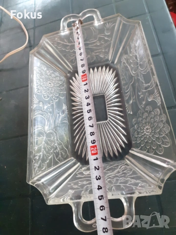 Стъклен поднос плато чиния, снимка 5 - Антикварни и старинни предмети - 53408704