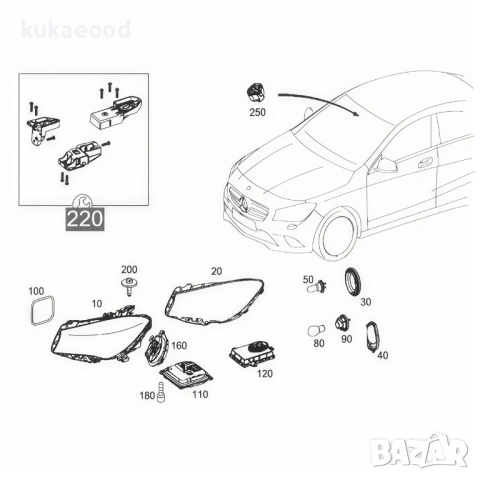 Комплект щипки за захващане на фар Mercedes GLA-Class X156, снимка 4 - Части - 54191860