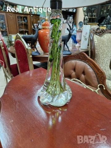 Рядка антикварна белгийска кристална настолна лампа Val Saint Lambert , снимка 6 - Антикварни и старинни предмети - 50822112