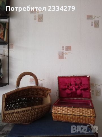 Автентична ратанова дамска чанта-кош и плетен панер., снимка 2 - Антикварни и старинни предмети - 39642380