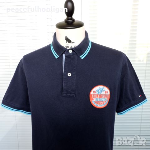 Tommy Hilfiger 1985 Men`s Vintage Short Sleeve Blue Casual Polo T-Shirt Size L -мъжка тениска, снимка 2 - Тениски - 46295795