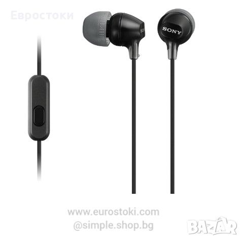 Слушалки Sony MDR-EX15AP, кабелни слушалки с микрофон, цвят: черно, снимка 2 - Слушалки и портативни колонки - 46772925