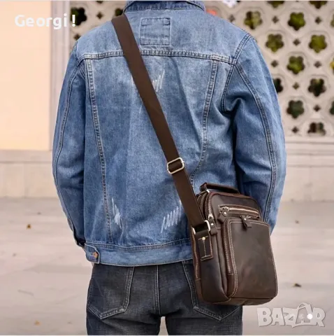 Премиум*/Мъжка Винтидж Бизнес чанта/Crazy Horse* Кафява естествена кожа!, снимка 2 - Чанти - 49776572