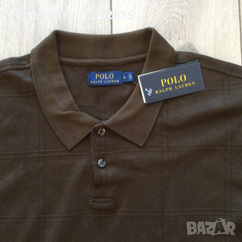 НОВА оригинална кафява памучна поло тениска с яка POLO RALPH LAUREN размер L от САЩ , снимка 3 - Тениски - 46360523